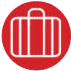 Red circular sign with a white portfolio icon.