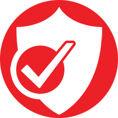 A red shield icon with a white check mark and a pen overlay, often representing security or verification for subcontractors.